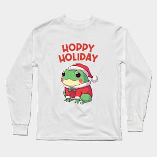 Hoppy Holiday Christmas Frog Santa Long Sleeve T-Shirt